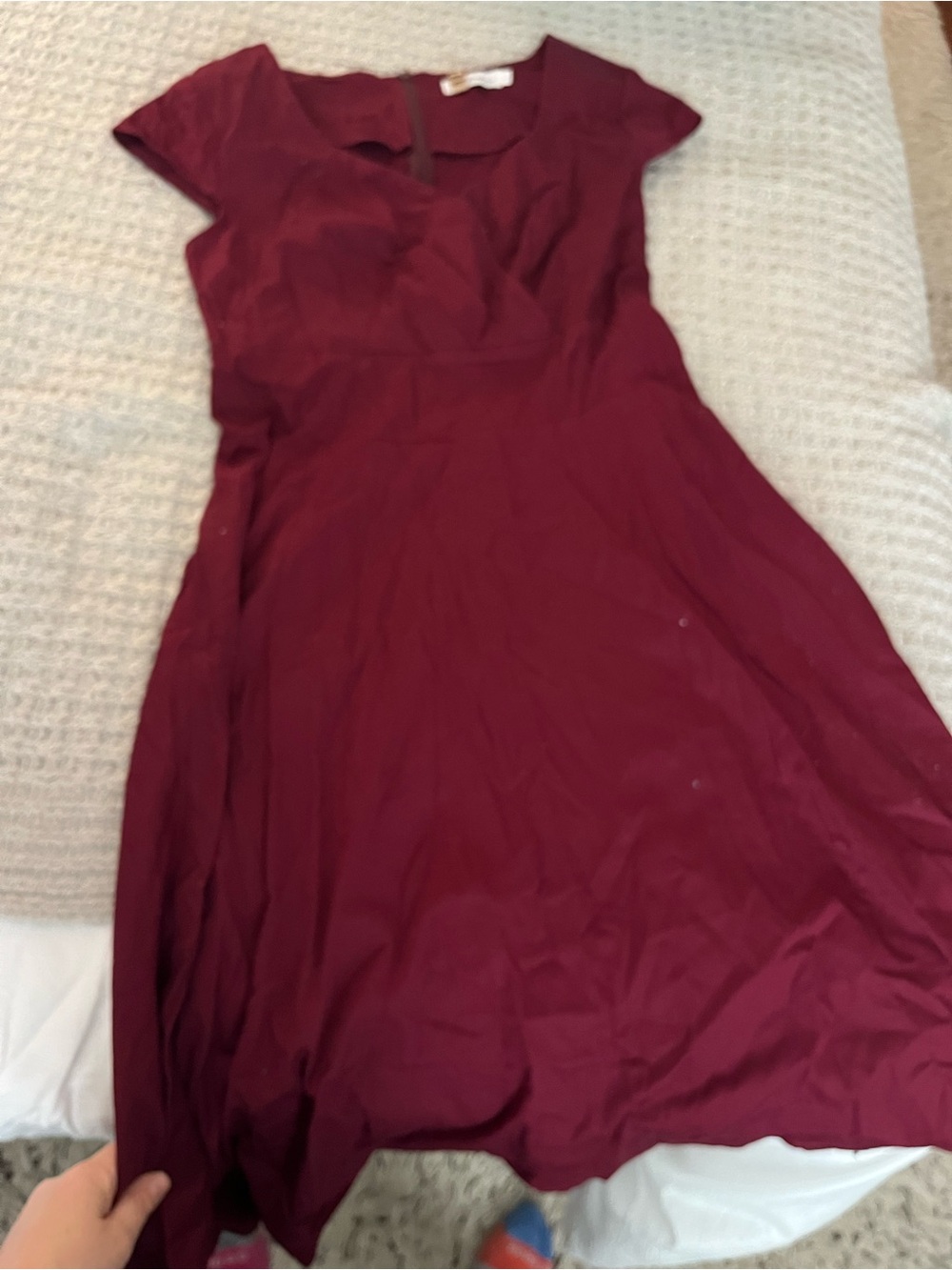 Women's Burgundy Fit & Flare Dress